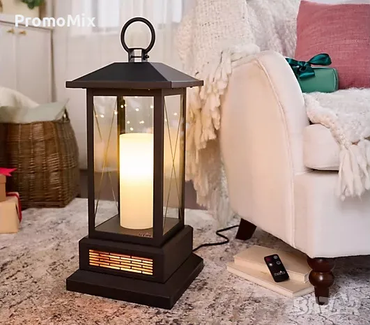 Отоплител фенер QVC Duraflame 2300W 73см духалка печка Безпламък Декоративен фенер със свещ инфрачер, снимка 1