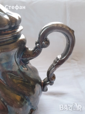 Посребрен порцеланов чайник , снимка 3 - Антикварни и старинни предмети - 52190280