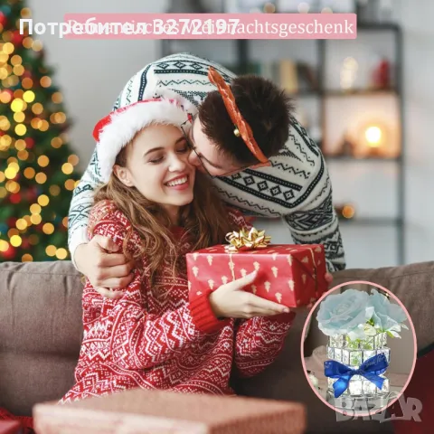 Синя Роза USB,Димируема Настолна Лампа от Кристал, снимка 4 - Настолни лампи - 47973918