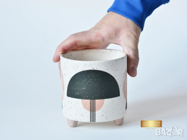 Саксии за Цветя и Сукуленти / Подарък за Нов Дом / Декоративни Керамични Саксии с Абстрактни Шарки, снимка 16 - Саксии и кашпи - 52412158