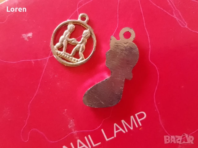 Две медальончета за синджирчета за направия на гердани "дама с шапка" и близнаци, снимка 2 - Колиета, медальони, синджири - 50492945