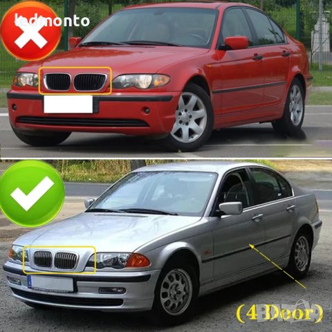 Черни гланцови двойни бъбреци за BMW E46 4-врати (1998-2001) - M стил, снимка 7 - Части - 43400329