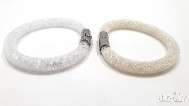 Бяла гривна от кристали в мрежа марка Diamond style	, снимка 3 - Бижутерийни комплекти - 17562522