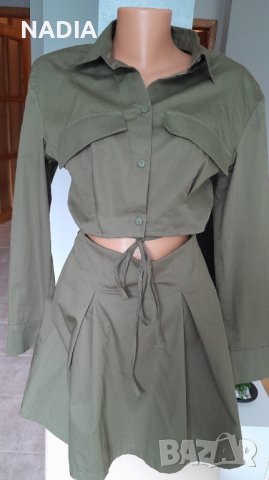 Bershka, Бершка,рокля в цвят каки, милитари, 