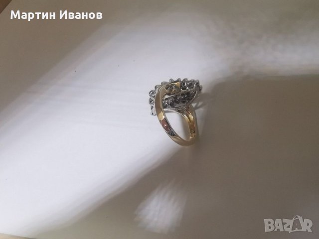 Златен пръстен с диаманти , снимка 11 - Пръстени - 28955934