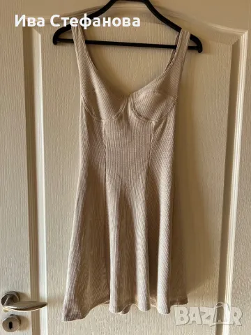 рипсена еластична женствена елегантна бежова nude цвят рокля zara Zara Зара рипс Morocco Мароко  , снимка 2 - Рокли - 47261569