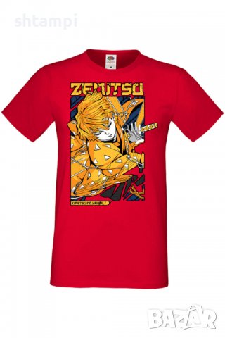 Мъжка тениска Demon Slayer Zenitsu Agatsuma,Анимация,игра,Празник,Повод,, снимка 3 - Тениски - 38096208