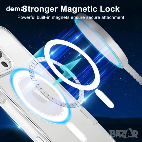 gueche Магнитен калъф за iPhone 16 pro max, прозрачен, съвместим с MagSafe, снимка 4 - Калъфи, кейсове - 51395565