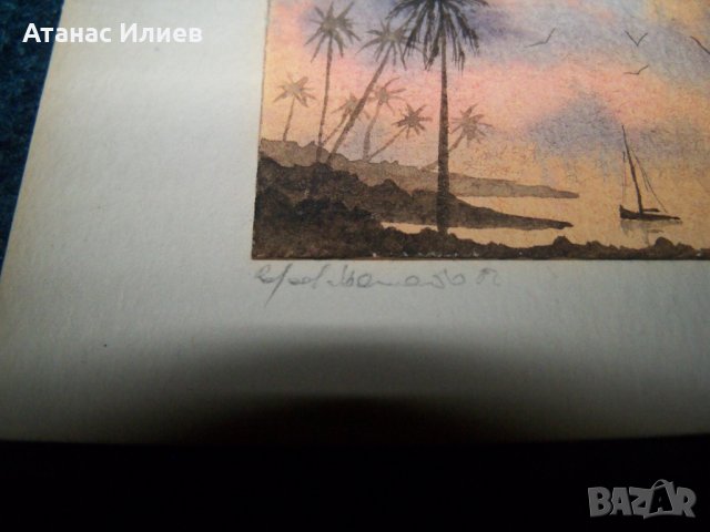 Страхотен миниатюрен акварел подписан от 82г. 1, снимка 5 - Картини - 26613612