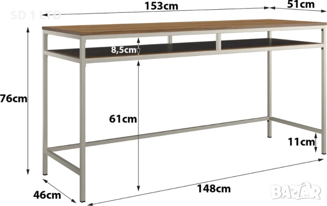 Офис бюро c дървен плот Loft24 21209966 метална рамка офис бюро работна маса, снимка 5 - Бюра - 51189899
