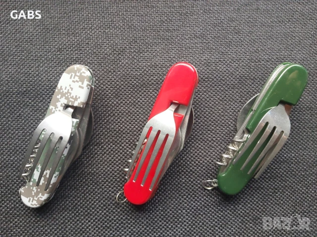 Туристически комплект за хранене с вилица и лъжица 6 в 1