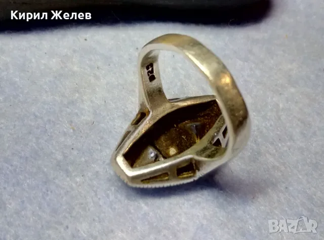 ШАРМАНТЕН СКЪПОЦЕНЕН СРЕБЪРЕН ПРЪСТЕН СРЕБРО 925 с БЯЛА ПОЗЛАТА ЛАБОРАТОРЕН МОЙСАНИТ МАРКАЗИТИ 48743, снимка 8 - Пръстени - 49346500