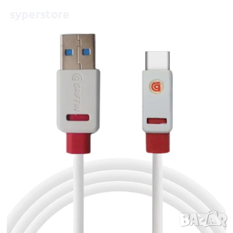 Кабел Type C - USB3.0  M/M 3m Digital One SP00932 бял, Griffin S8 Type C to USB3.0, Fast Charge, Dat, снимка 1 - USB кабели - 44873693