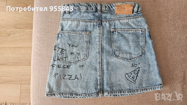Дънкова пола Zara с рисунки, снимка 2 - Детски рокли и поли - 51704805