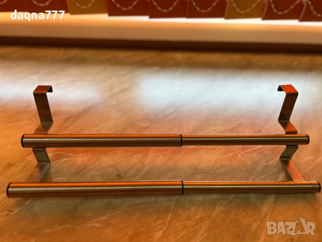 Закачалка За Кърпи Double, Двойна Разтегателна Релса за Врата, снимка 6 - Аксесоари за кухня - 51665392