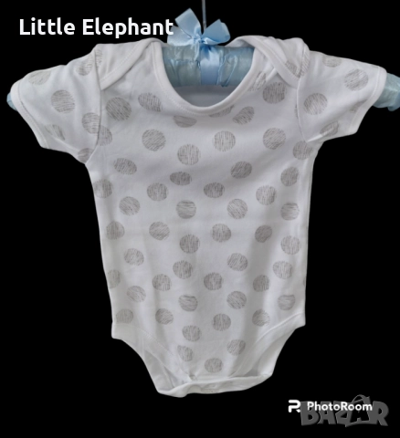 Боди с къс ръкав за 12-18 мес мом големи сиви точки,колекция"Points",Англия/ново
