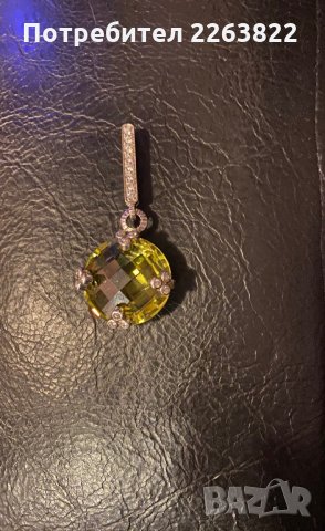 Сребърен медальон Сваровски кристали , снимка 1