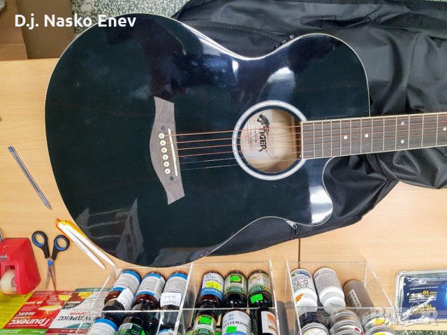 Tiger Acg4-bk Guitar - Electro-Аcoustic Black - електро акустична китара -КАТО НОВА Made in UK , снимка 4 - Китари - 32657230