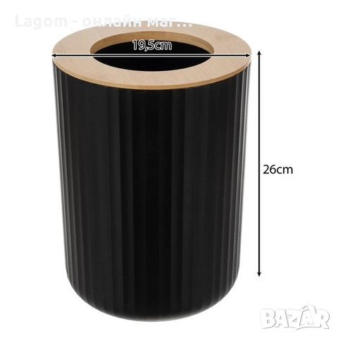 Комплект аксесоари за баня – 6 елемента с бамбукови детайли, Ruhhy 24636, черен цвят, снимка 13 - Органайзери - 52549616