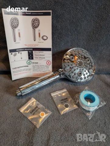 Душова глава с филтър, 15-степенна филтрация и ръчен душ с високо налягане с 10 режима на струята, снимка 9 - Душове - 50042704