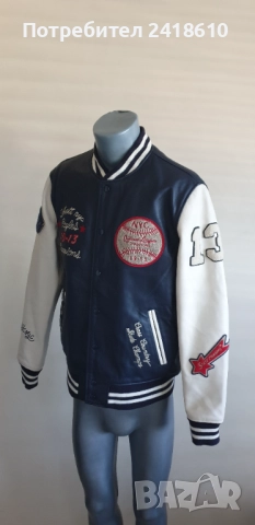 Schott NYC Teddy Avec Badges Leather Jacket Mens Size L  НОВО! ОРИГИНАЛ! Ест. кожа!