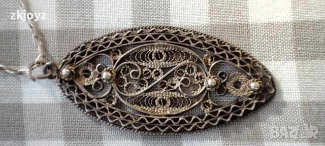СТАРИННО СРЕБЪРНО КОЛИЕ ФИЛИГРАН 7.15 ГРАМА, снимка 3 - Колиета, медальони, синджири - 43899539