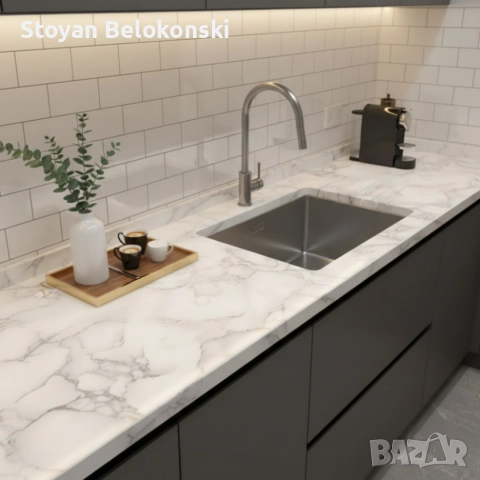 Мраморно самозалепващо фолио за обновяване на дома – водоустойчиво, здраво, практично, снимка 5 - Други стоки за дома - 52856408