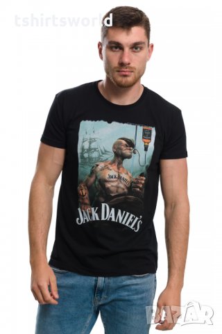 Нова мъжка тениска с дигитален печат Попай Моряка - Джак Даниелс , снимка 3 - Тениски - 28059804