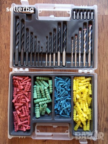 Бургии свредла за метал, дърво и бетон + дюбели + битове