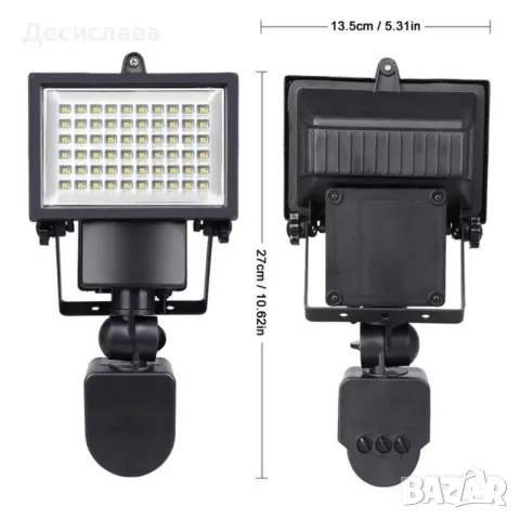 Соларен  градински прожектор 60 LED и сензор за движение, снимка 7 - Външни лампи - 47489519