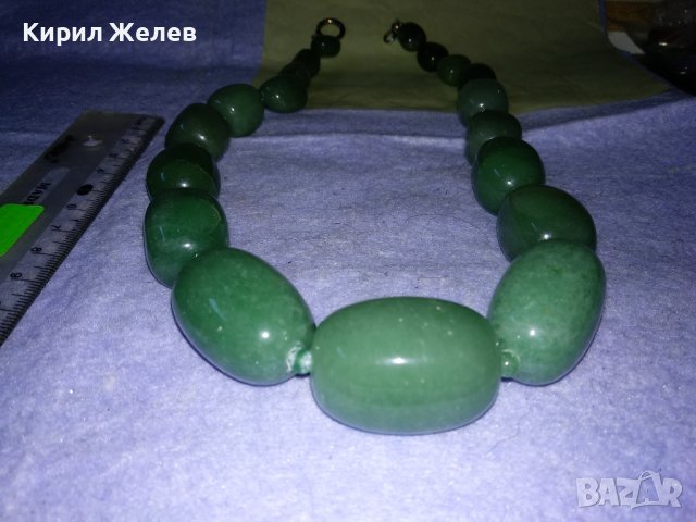 МАСИВНО СТИЛНО ФЕШЪН АРТ ХЕНД МЕЙД КОЛИЕ ОГЪРЛИЦА от ЮВЕЛИРНО ШЛИФОВАН ЗЕЛЕН АХАТ КАМЪНИ 34703, снимка 13 - Колиета, медальони, синджири - 39193111