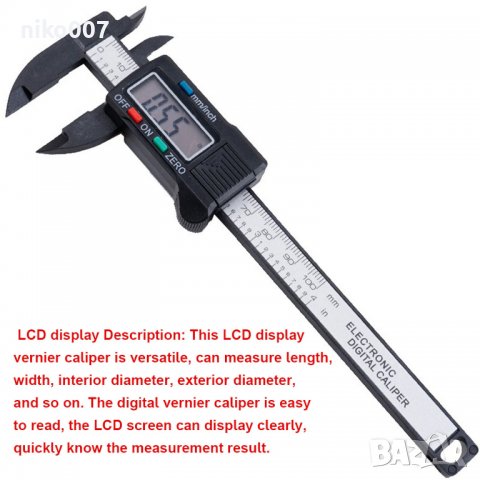 Цифров Електронен шублер-дебеломер 100 мм Микрометър , снимка 3 - Шублери - 38414499