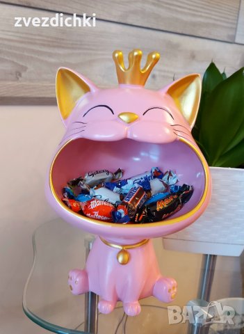 Декоративна котка, подходяща за съхранение на бонбони, ключове и др., снимка 1 - Декорация за дома - 43343596