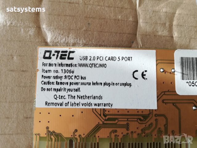 PCI 5-Port USB2.0 Expansion Controller Card Q-TEC VER:2.1, снимка 10 - Други - 33855541