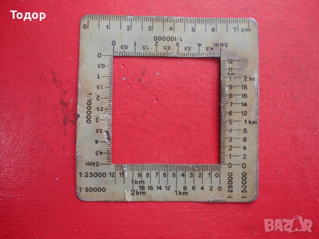 Немска армейска метална линия с мащаб и километри 