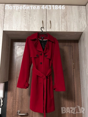 Бордо палто вталено