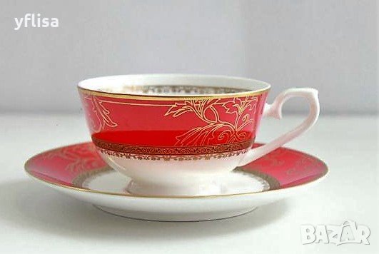 Червен сервиз за хранене- костен порцелан "YoLiSa" за съдомиялна машина, снимка 5 - Сервизи - 27296744