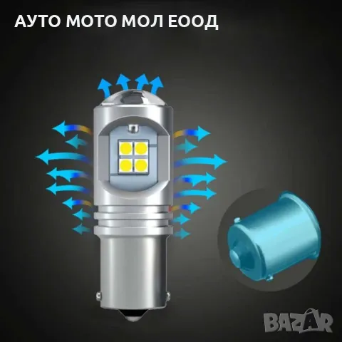 LED диодни крушки с вградени лупи - P21W/BA15S Canbus., снимка 2 - Аксесоари и консумативи - 38963774