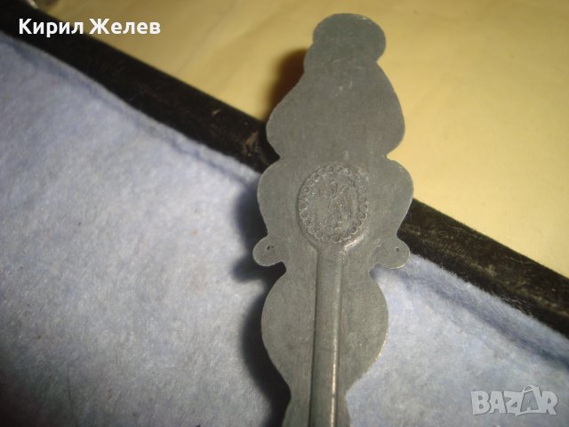 СТАРА ФИГУРАЛНО ОРНАМЕНТИРАНА ХОЛАНДСКА ДЕКОРАТИВНА ЛЪЖИЦА от ЦИНК с ЩЕМПЕЛ АТГЕЛЧЕ 24635, снимка 2 - Колекции - 38139191