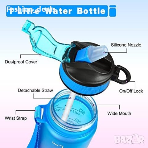 Нова Спортна Бутилка за вода с маркер за време и сламка 1 литър, снимка 7 - Други стоки за дома - 42933497