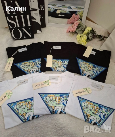 Памучни дамски тениски Guess - два цвята - 19 €, снимка 4 - Тениски - 53286163