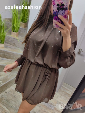 Рокля с бляскави частички цветове, снимка 15 - Рокли - 52692561