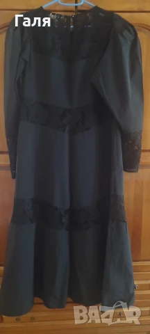 Черна, дълга, елегантна рокля с дантела за повод, снимка 7 - Рокли - 51406594