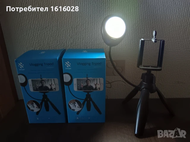 LED Vlogging Tripod - Статив за влогове с лед осветление., снимка 14 - Селфи стикове, аксесоари - 50676216