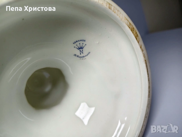 Италианска порцеланова ваза Keramos – R. Capodimonte Italy., снимка 5 - Вази - 53399806
