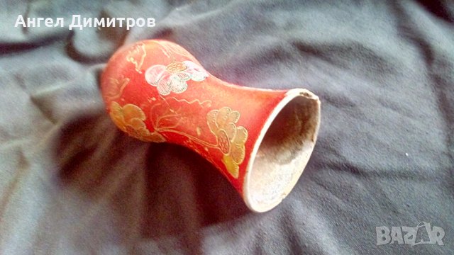 Стара керамична ръчно рисувана ваза, снимка 3 - Вази - 38685037