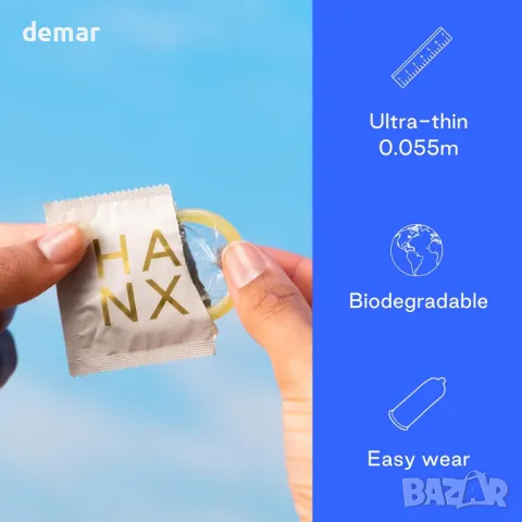 Презервативи HANX, Ултратънки, естествен латекс със силиконов лубрикант, Стандартни (опаковка от 30), снимка 3 - Други стоки за дома - 49885874