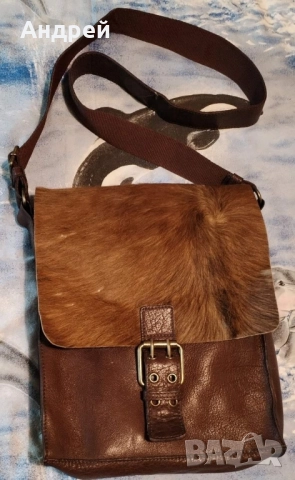 Чанта естествена кожа с косъм