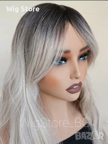 Пепеляво руса перука на вълни с бретон, снимка 6 - Аксесоари за коса - 47721441