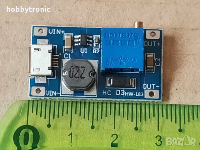 Миниатюрен повишаващ преобразувател MT3608 step-up converter , снимка 2 - Друга електроника - 35023701